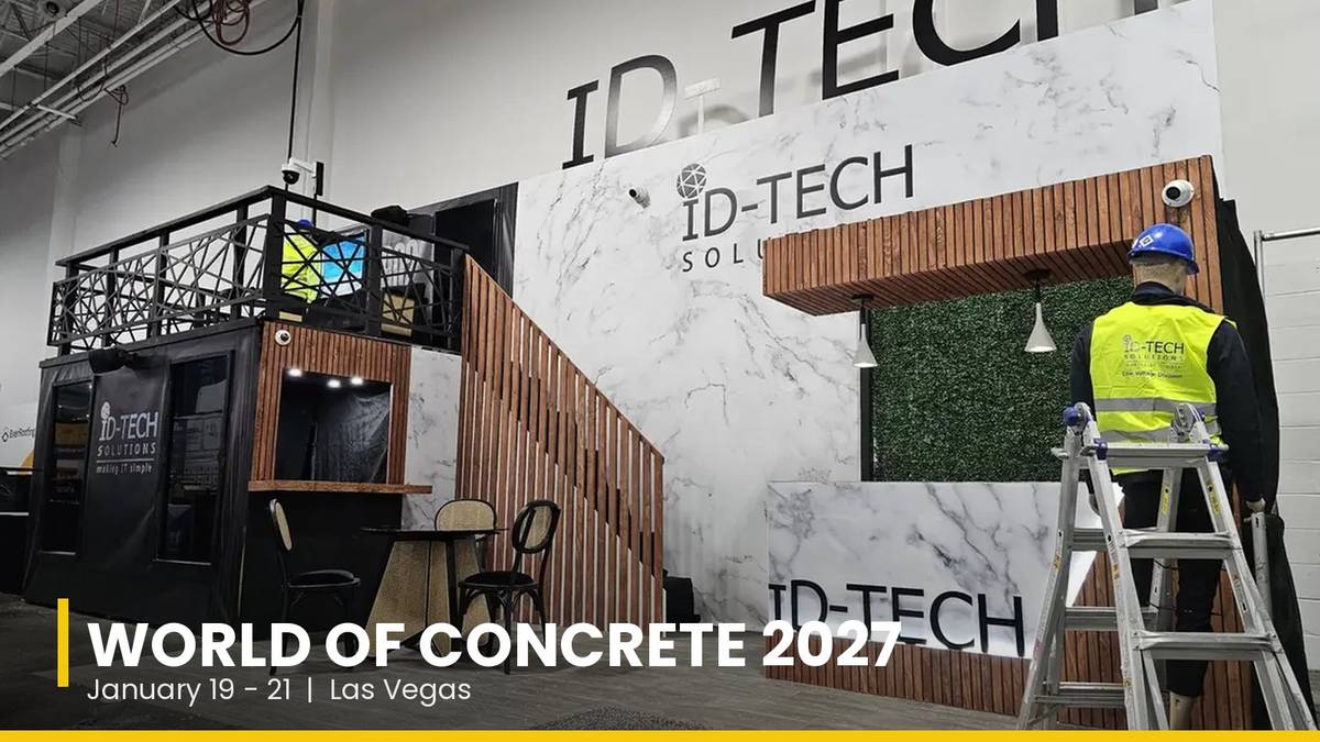 Custom two-story trade show booth built by SET Exhibits, World of Concrete 2027 booth guide